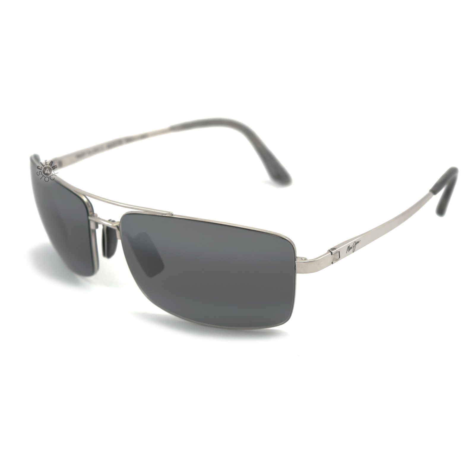 Maui Jim Black Rock MJ 218 17 Polarized Sunglasses Silver Grey