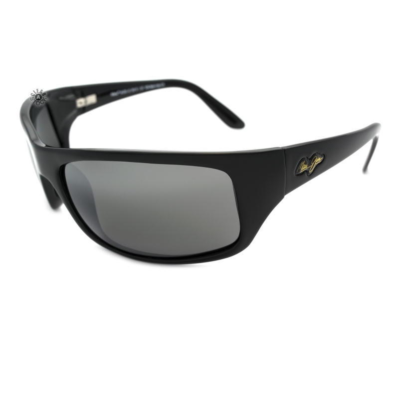 Maui Jim MJ202-02 Peahi Polarized Sunglasses 65x19-120 Gloss Black / Neutral Grey