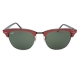 Ray-Ban RB3016 985 Clubmaster Sunglasses Top Red on Black / Crystal Green 51mm