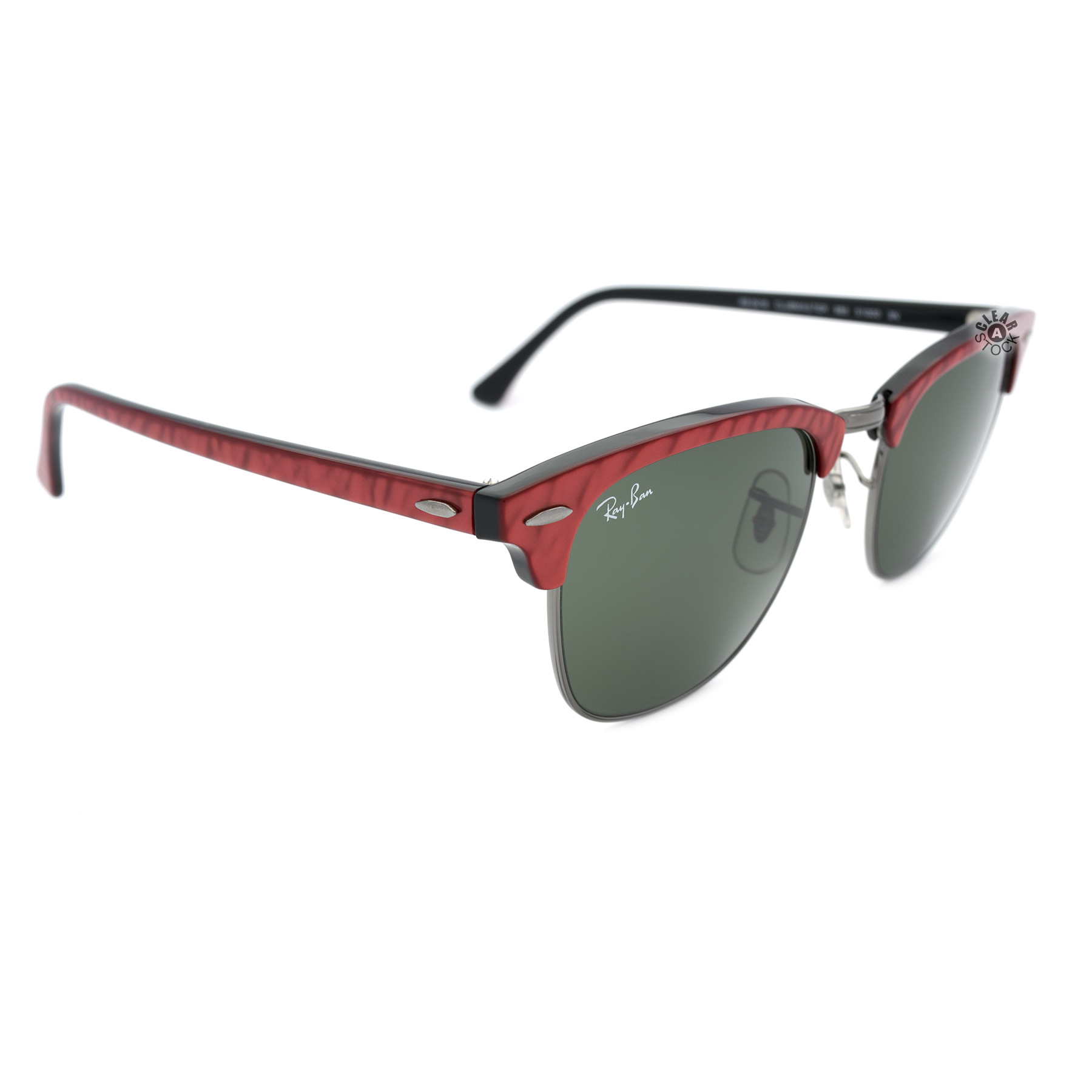 Ray Ban Clubmaster Rb3016 985 Sunglasses Red Crystal Green 51mm Usa