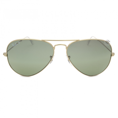 Ray-Ban RB3025 001/M4 Aviator Polarized Sunglasses 58x14-135 Gold / Crystal Green-Silver Mirror