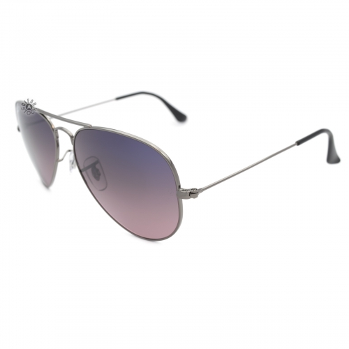 Ray-Ban RB3025 004/77 Aviator Polarized Sunglasses 55x14-135 Gunmetal / Crystal Polar Blue-Pink Gradient