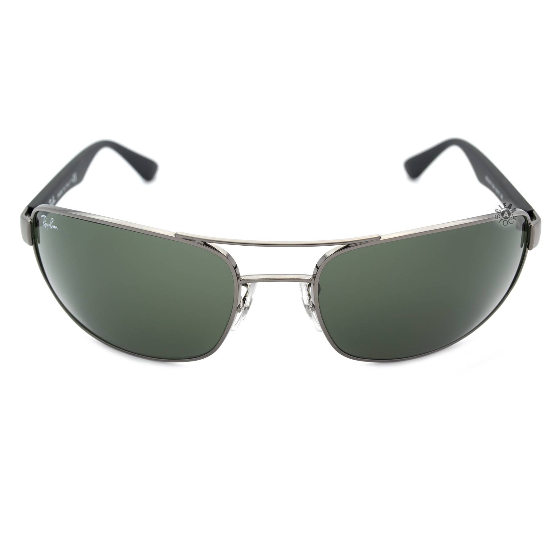Ray-Ban RB3445 004 Sunglasses Gunmetal Black/Green 61mm